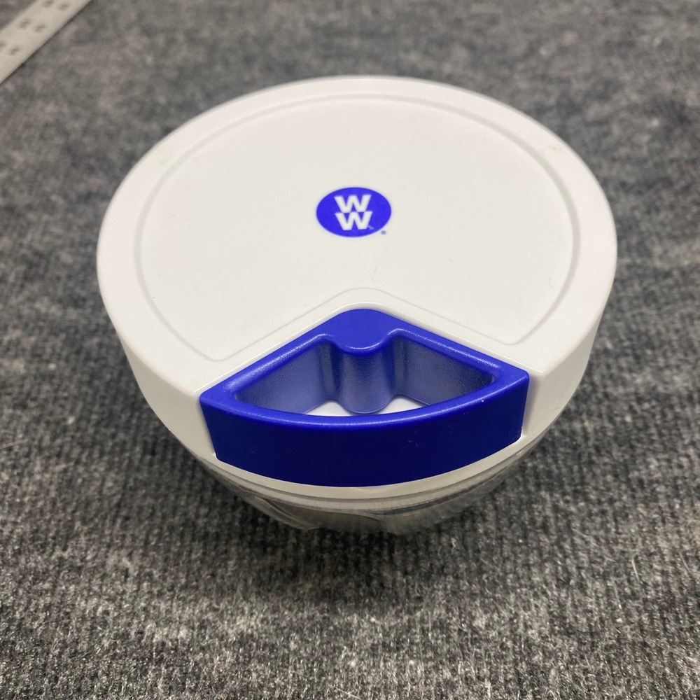 Weight Watchers Manual Food Chopper White Blue Pull String 3-Blade Dicer 5 Inch
